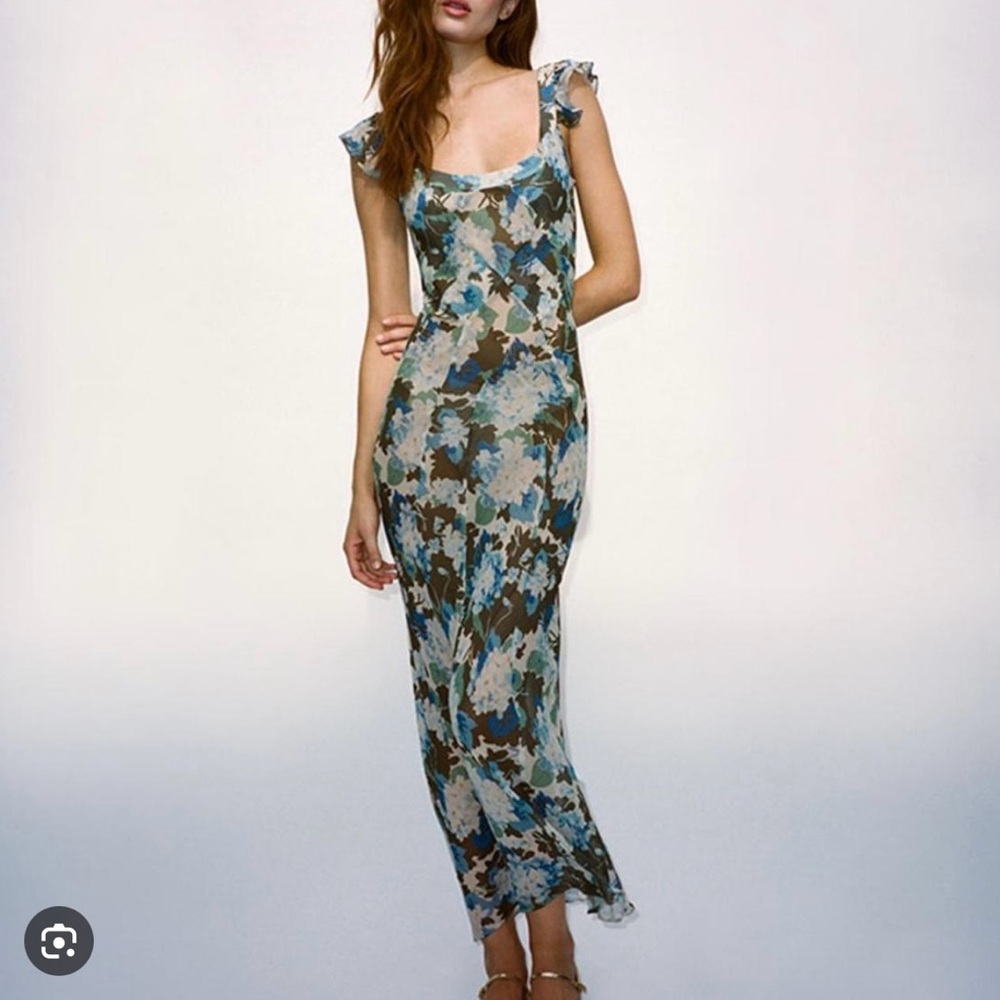Realisation Par Floral Blue and Green Maxi Dress